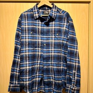 Pacific Outfitters Blue, Navy and White Plaid Casual Shirt